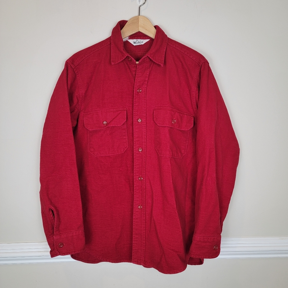 Woolrich Classic Vintage Red Button-Up Shirt Shacket Size Mens Large